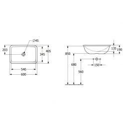 Νιπτήρας ένθετος VILLEROY & BOCH LOOP & FRIENDS 60x40,5 614500R1 -Έπιπλα μπάνιου Κατάστημα nipthras enuetos villeroy boch loop friends 60x405 614500r1 2
