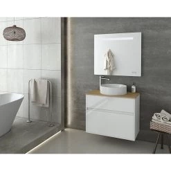 Έπιπλο μπάνιου σετ με νιπτήρα και καθρέπτη Led DROP Instinct 80 White Top-2
