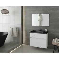 Έπιπλο μπάνιου σετ με νιπτήρα και καθρέπτη απλό DROP Instinct 80 White BL-1