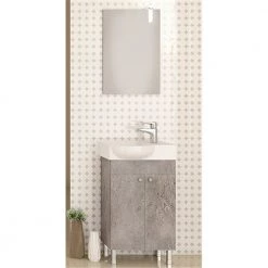 Έπιπλο μπάνιου σετ με νιπτήρα και καθρέπτη απλό DROP LITOS 45 Cm Granite