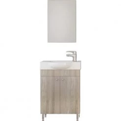 Έπιπλο μπάνιου σετ με νιπτήρα και καθρέπτη απλό DROP LITOS 45 Cm PL Wood