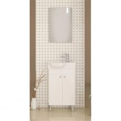 Έπιπλο μπάνιου σετ με νιπτήρα και καθρέπτη απλό DROP LITOS 45 Cm Λευκό