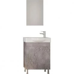 Έπιπλο μπάνιου σετ με νιπτήρα και καθρέπτη απλό DROP LITOS 55 Cm Granite