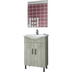 Έπιπλο μπάνιου σετ με νιπτήρα και καθρέπτη απλό DROP LUNA 55 Cm BEIGE