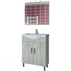 Έπιπλο μπάνιου σετ με νιπτήρα και καθρέπτη απλό DROP LUNA 65 Cm BEIGE