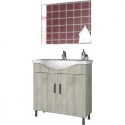 Έπιπλο μπάνιου σετ με νιπτήρα και καθρέπτη απλό DROP LUNA 80 Cm BEIGE