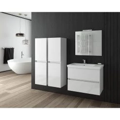 Έπιπλο μπάνιου σετ με νιπτήρα και καθρέπτη απλό DROP LUXUS 70 White-1