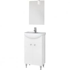 Έπιπλο μπάνιου σετ με νιπτήρα και καθρέπτη απλό DROP OLYMPUS 50 Cm Λευκό