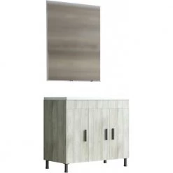 Έπιπλο μπάνιου σετ με νιπτήρα και καθρέπτη απλό DROP ROMA 100 Cm BEIGE