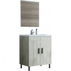 Έπιπλο μπάνιου σετ με νιπτήρα και καθρέπτη απλό DROP ROMA 70 Cm BEIGE