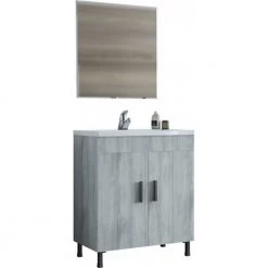 Έπιπλο μπάνιου σετ με νιπτήρα και καθρέπτη απλό DROP ROMA 70 Cm GRAY