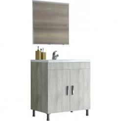 Έπιπλο μπάνιου σετ με νιπτήρα και καθρέπτη απλό DROP ROMA 80 Cm BEIGE