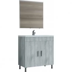 Έπιπλο μπάνιου σετ με νιπτήρα και καθρέπτη απλό DROP ROMA 80 Cm GRAY