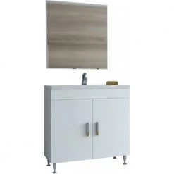 Έπιπλο μπάνιου σετ με νιπτήρα και καθρέπτη απλό DROP ROMA 80 Cm Λευκό