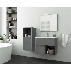 Έπιπλο μπάνιου σετ με νιπτήρα και καθρέπτη απλό DROP SORENTO 65 Cm Cement