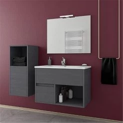 Έπιπλο μπάνιου σετ με νιπτήρα και καθρέπτη απλό DROP SORENTO 75 Cm Granite