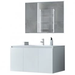Έπιπλο μπάνιου σετ με νιπτήρα και καθρέπτη απλό DROP VERONA 100 Cm Λευκό