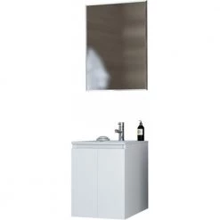 Έπιπλο μπάνιου σετ με νιπτήρα και καθρέπτη απλό DROP VERONA 40 Cm Λευκό