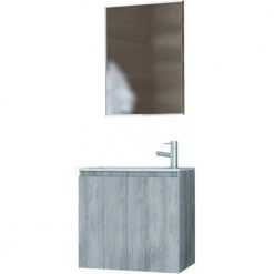 Έπιπλο μπάνιου σετ με νιπτήρα και καθρέπτη απλό DROP VERONA 55 Cm GRAY