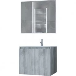 Έπιπλο μπάνιου σετ με νιπτήρα και καθρέπτη απλό DROP VERONA 60 Cm GRAY