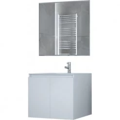 Έπιπλο μπάνιου σετ με νιπτήρα και καθρέπτη απλό DROP VERONA 60 Cm Λευκό