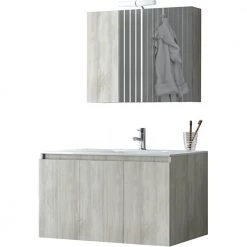 Έπιπλο μπάνιου σετ με νιπτήρα και καθρέπτη απλό DROP VERONA 90 Cm BEIGE