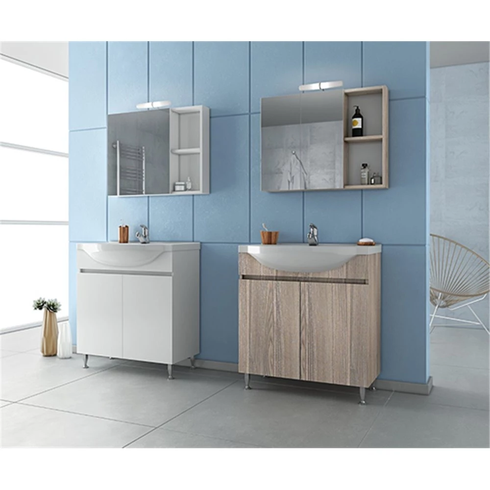 Έπιπλο μπάνιου σετ με νιπτήρα και καθρέπτη με ντουλάπι DROP ALFA 75 Cm Λευκό 4 Έπιπλο μπάνιου σετ με νιπτήρα και καθρέπτη με ντουλάπι DROP ALFA 75 Cm Λευκό - Image 2