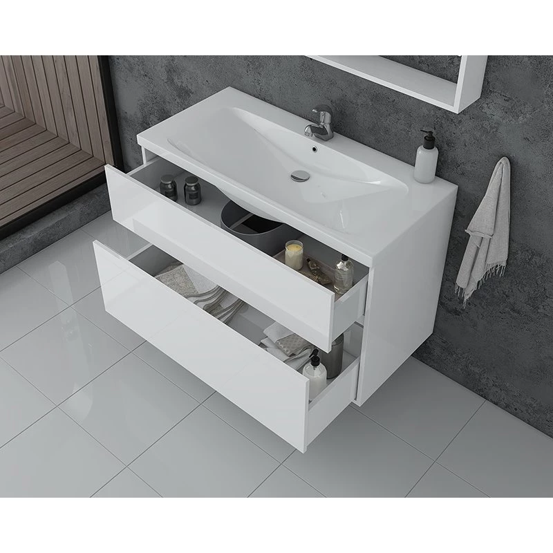 Έπιπλο μπάνιου σετ με νιπτήρα και καθρέπτη με ντουλάπι DROP Instinct 100 White BL 4 Έπιπλο μπάνιου σετ με νιπτήρα και καθρέπτη με ντουλάπι DROP Instinct 100 White BL - Image 2