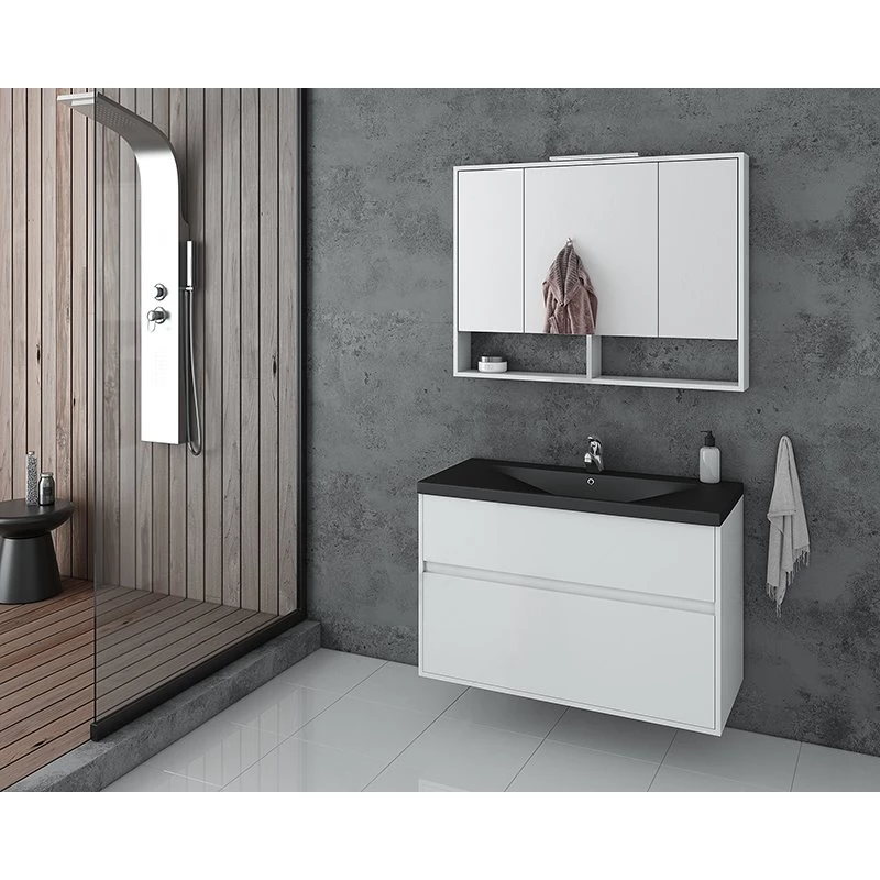 Έπιπλο μπάνιου σετ με νιπτήρα και καθρέπτη με ντουλάπι DROP Instinct 100 White BL 3 Έπιπλο μπάνιου σετ με νιπτήρα και καθρέπτη με ντουλάπι DROP Instinct 100 White BL