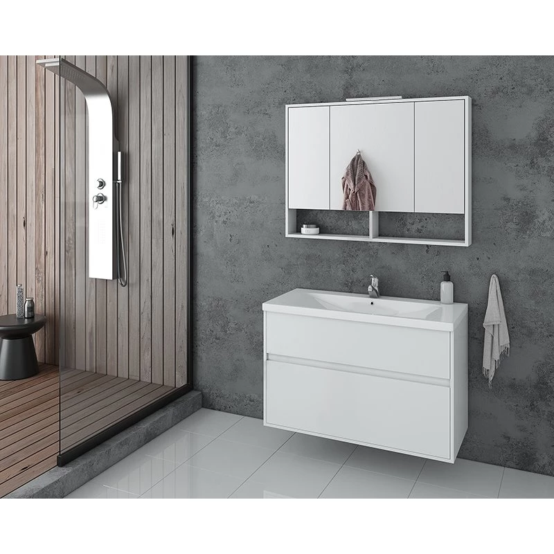 Έπιπλο μπάνιου σετ με νιπτήρα και καθρέπτη με ντουλάπι DROP Instinct 100 White 3 Έπιπλο μπάνιου σετ με νιπτήρα και καθρέπτη με ντουλάπι DROP Instinct 100 White