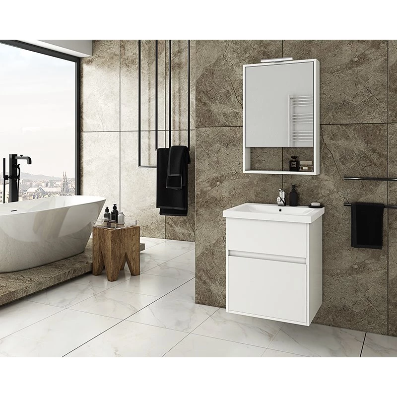 Έπιπλο μπάνιου σετ με νιπτήρα και καθρέπτη με ντουλάπι DROP Instinct 55 White 3 Έπιπλο μπάνιου σετ με νιπτήρα και καθρέπτη με ντουλάπι DROP Instinct 55 White