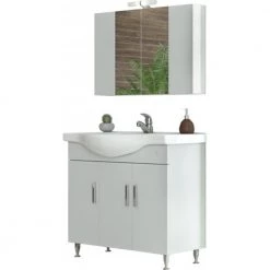 Έπιπλο μπάνιου σετ με νιπτήρα και καθρέπτη με ντουλάπι DROP LUNA 100 Cm Λευκό