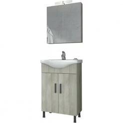 Έπιπλο μπάνιου σετ με νιπτήρα και καθρέπτη με ντουλάπι DROP LUNA 55 Cm BEIGE