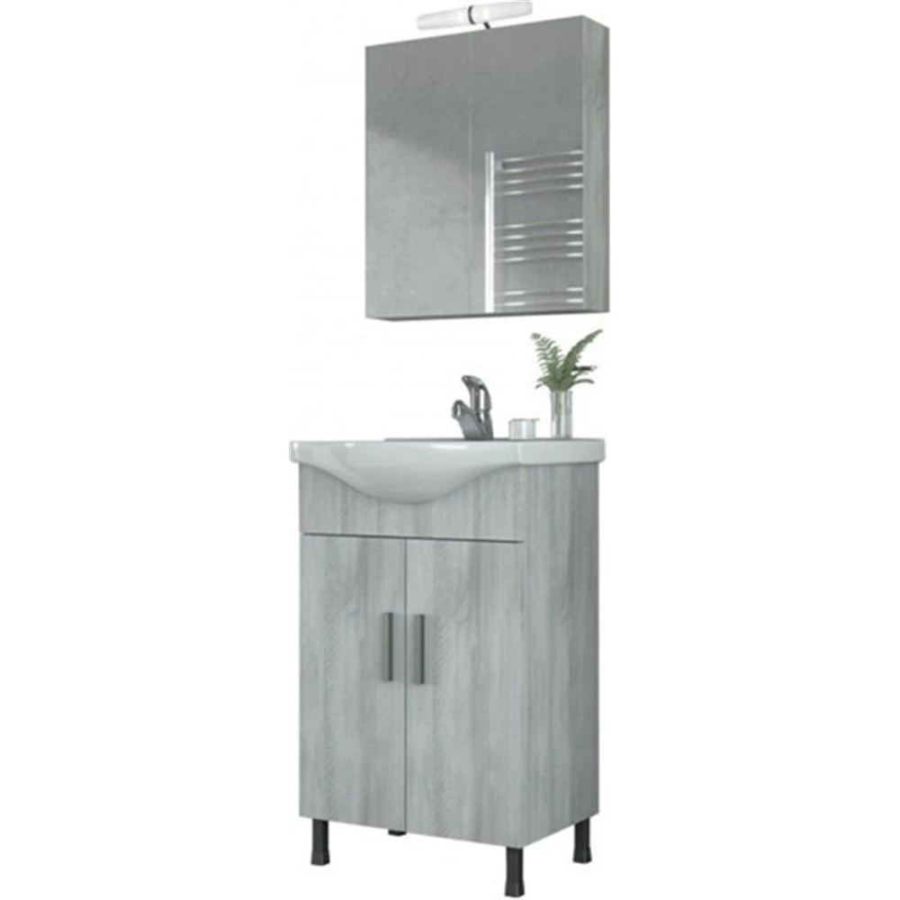 Έπιπλο μπάνιου σετ με νιπτήρα και καθρέπτη με ντουλάπι DROP LUNA 55 Cm GRAY 3 Έπιπλο μπάνιου σετ με νιπτήρα και καθρέπτη με ντουλάπι DROP LUNA 55 Cm GRAY
