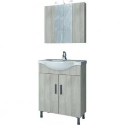 Έπιπλο μπάνιου σετ με νιπτήρα και καθρέπτη με ντουλάπι DROP LUNA 65 Cm BEIGE