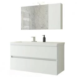 Έπιπλο μπάνιου σετ με νιπτήρα και καθρέπτη με ντουλάπι DROP LUXUS 100 Cm Λευκό