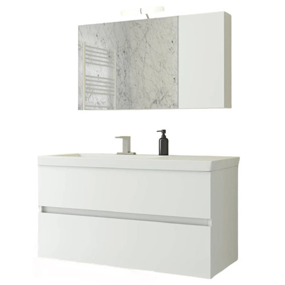 Έπιπλο μπάνιου σετ με νιπτήρα και καθρέπτη με ντουλάπι DROP LUXUS 100 Cm Λευκό 3 Έπιπλο μπάνιου σετ με νιπτήρα και καθρέπτη με ντουλάπι DROP LUXUS 100 Cm Λευκό