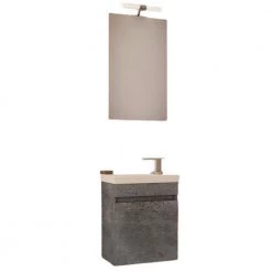 Έπιπλο μπάνιου σετ με νιπτήρα και καθρέπτη με ντουλάπι DROP LUXUS 45 Cm Granite
