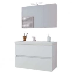 Έπιπλο μπάνιου σετ με νιπτήρα και καθρέπτη με ντουλάπι DROP LUXUS 85 Cm Λευκό