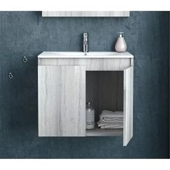 Έπιπλο μπάνιου σετ με νιπτήρα και καθρέπτη με ντουλάπι DROP MAGNOLIA S 60 Cm Rock Oak -Έπιπλα μπάνιου Κατάστημα έπιπλο μπάνιου σετ με νιπτήρα και καθρέπτη με ντουλάπι drop magnolia s 60 cm rock oak 2