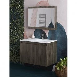 Έπιπλο μπάνιου σετ με νιπτήρα και καθρέπτη με ντουλάπι DROP MAGNOLIA S 75 Cm Walnut -Έπιπλα μπάνιου Κατάστημα έπιπλο μπάνιου σετ με νιπτήρα και καθρέπτη με ντουλάπι drop magnolia s 75 cm walnut 1