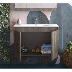 Έπιπλο μπάνιου σετ με νιπτήρα και καθρέπτη με ντουλάπι DROP MAGNOLIA S 75 Cm Walnut -Έπιπλα μπάνιου Κατάστημα έπιπλο μπάνιου σετ με νιπτήρα και καθρέπτη με ντουλάπι drop magnolia s 75 cm walnut 2