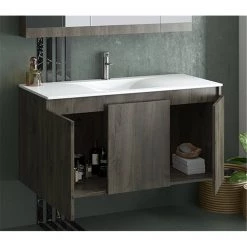 Έπιπλο μπάνιου σετ με νιπτήρα και καθρέπτη με ντουλάπι DROP MAGNOLIA S 90 Cm Walnut -Έπιπλα μπάνιου Κατάστημα έπιπλο μπάνιου σετ με νιπτήρα και καθρέπτη με ντουλάπι drop magnolia s 90 cm walnut 2