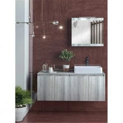 Έπιπλο μπάνιου σετ με νιπτήρα και καθρέπτη με ντουλάπι DROP MAGNOLIA S COMBO 120 Cm Rock Oak