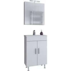 Έπιπλο μπάνιου σετ με νιπτήρα και καθρέπτη με ντουλάπι DROP ROMA 50 Cm Λευκό