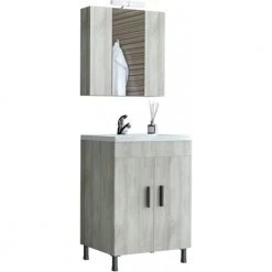 Έπιπλο μπάνιου σετ με νιπτήρα και καθρέπτη με ντουλάπι DROP ROMA 60 Cm BEIGE