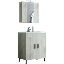 Έπιπλο μπάνιου σετ με νιπτήρα και καθρέπτη με ντουλάπι DROP ROMA 70 Cm BEIGE