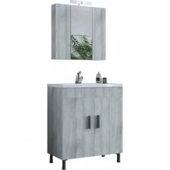 Έπιπλο μπάνιου σετ με νιπτήρα και καθρέπτη με ντουλάπι DROP ROMA 70 Cm GRAY