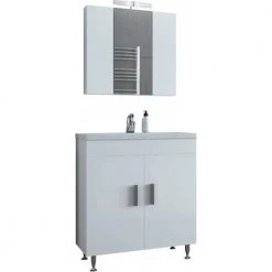 Έπιπλο μπάνιου σετ με νιπτήρα και καθρέπτη με ντουλάπι DROP ROMA 70 Cm Λευκό