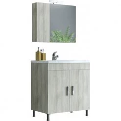 Έπιπλο μπάνιου σετ με νιπτήρα και καθρέπτη με ντουλάπι DROP ROMA 80 Cm BEIGE